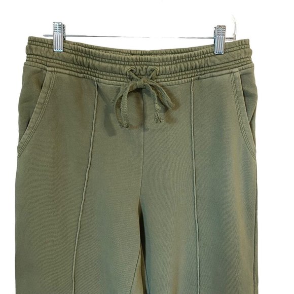 Anthropologie Daily Practice Wide Leg Crop French Terry Sweatpants Green M - Picture 2 of 5